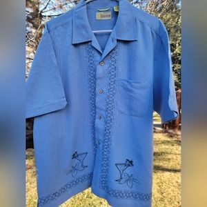 Cubavera Short Sleeve Embroidered Shirt Men's Large